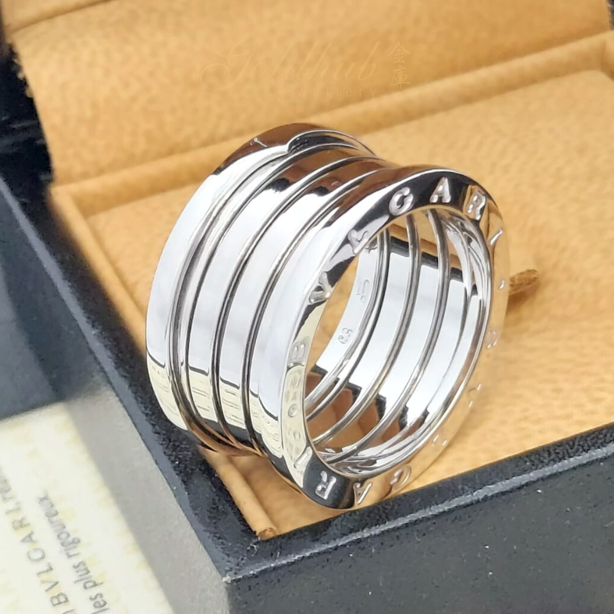 Bvlgari B.zero1 4 Band Ring in White Gold, Size 59