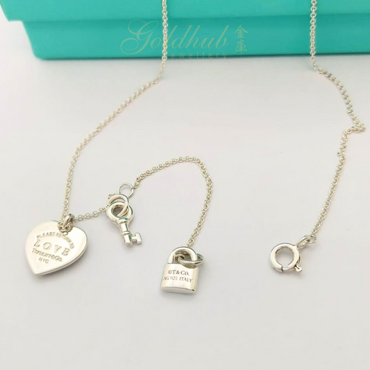 Return to Tiffany Love Heart Tag Key Necklace in Sterling Silver