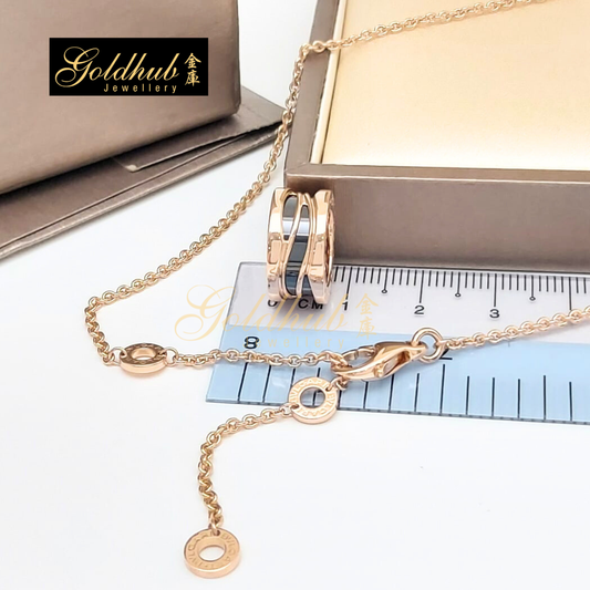 Bvlgari B.zero1 Design Legend Black Ceramic Necklace in Rose Gold