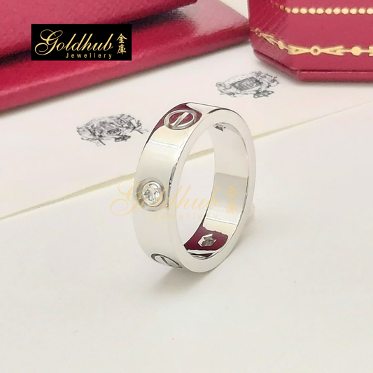 Cartier Love Ring, Classic Model, 3 Diamonds in White Gold, Size 54