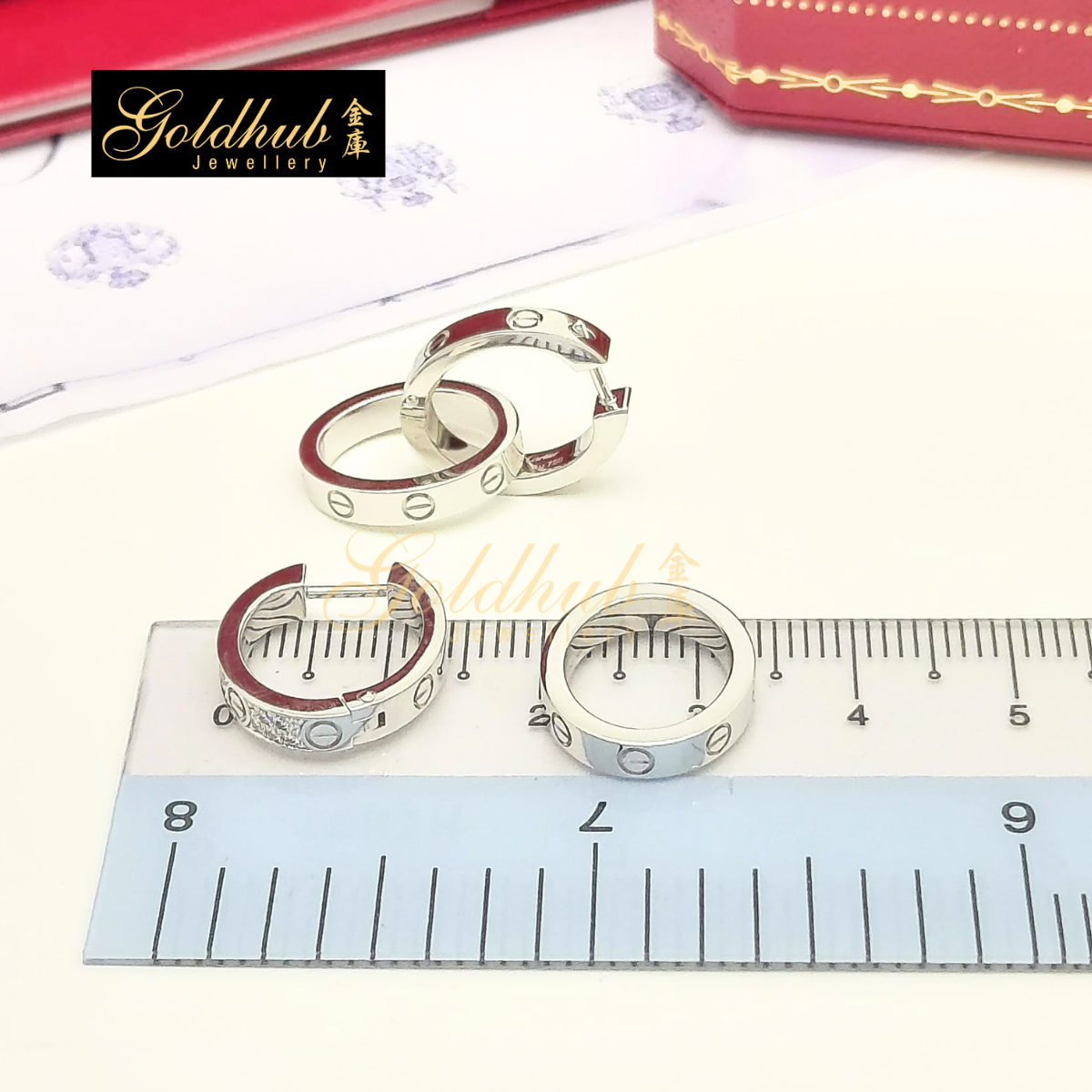 Cartier Love Earrings, Multiwear, Half-paved Diamonds in White Gold