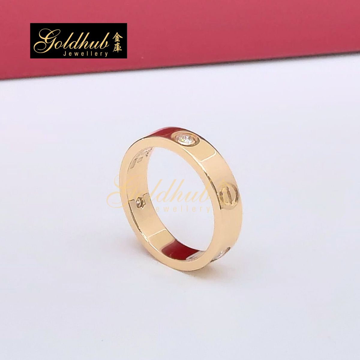 Cartier Love Ring, Classic Model, 3 Diamonds in Rose Gold, Size 63