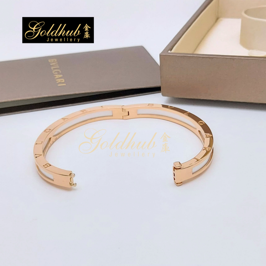 Bulgari B.zero1 White Ceramic Bracelet in Rose Gold, Small