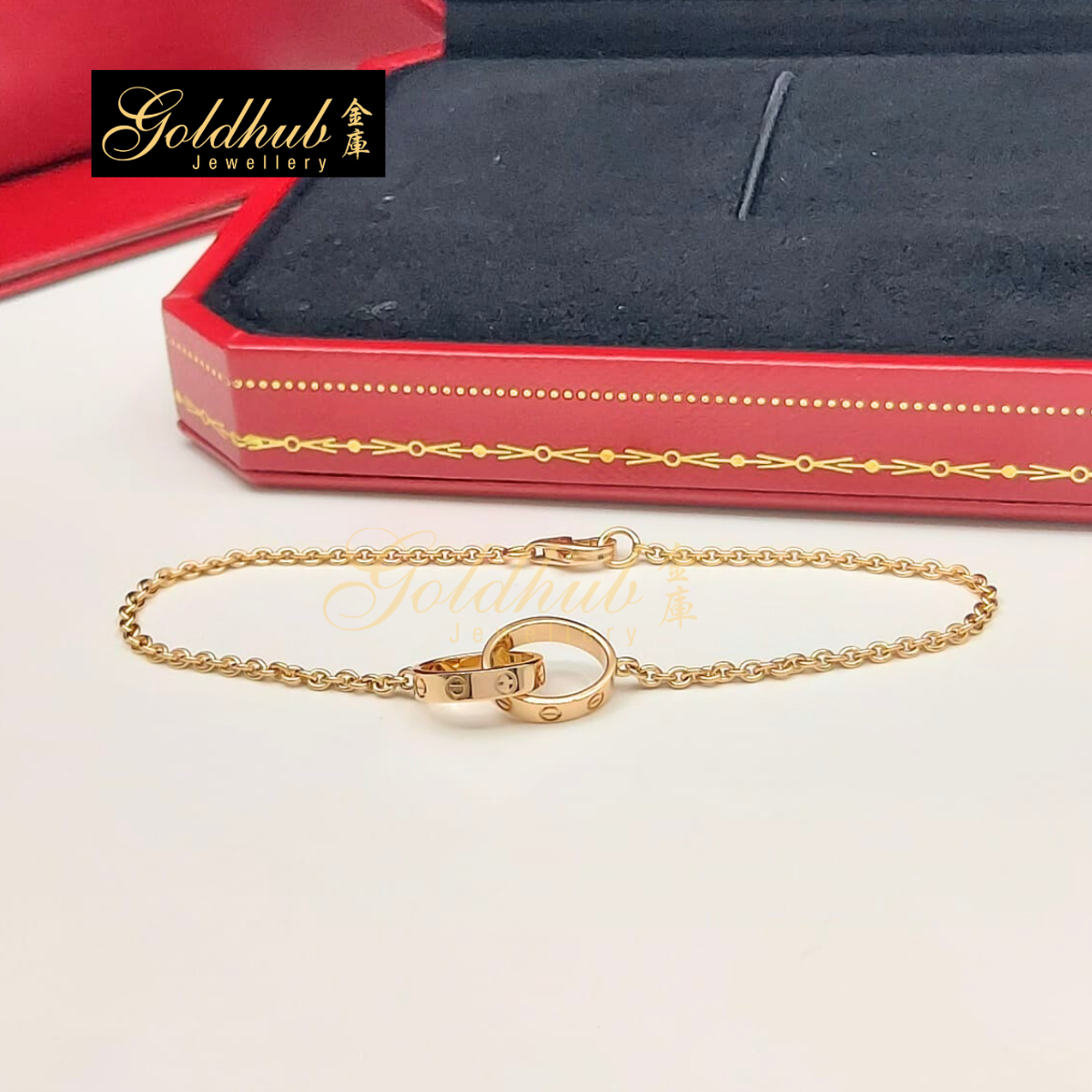 Cartier Love Bracelet on Chain in Rose Gold