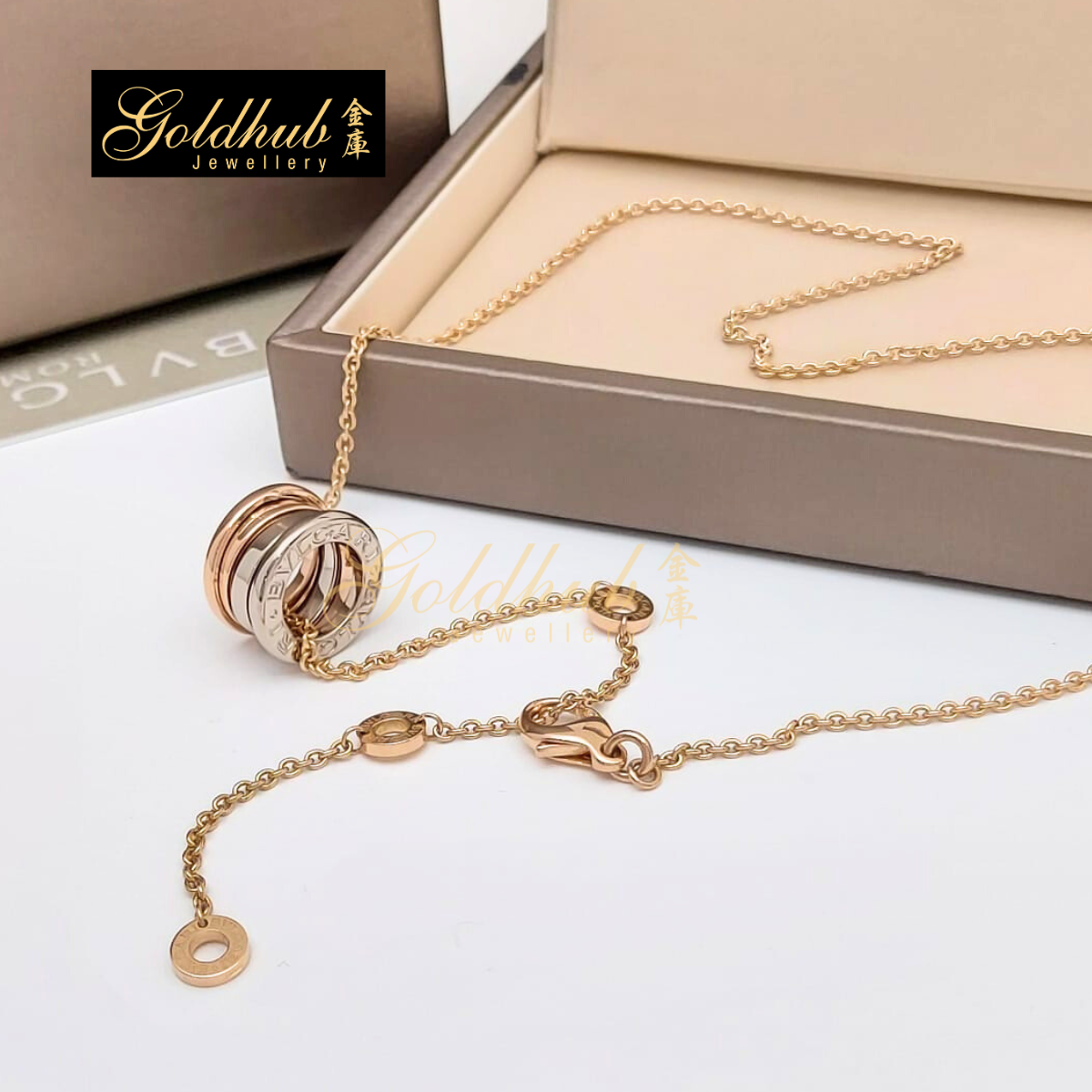 Bvlgari B.zero1 Necklace in White and Rose Gold