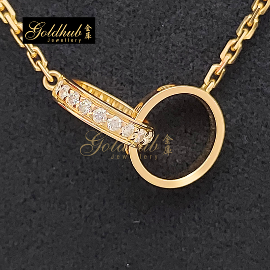 Cartier Love Pendant, Half-Paved Diamond Necklace in Rose Gold