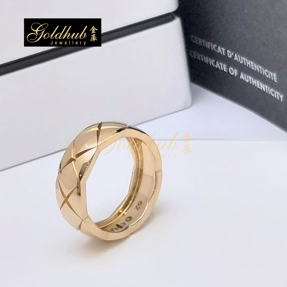 Chanel Coco Crush Quilted Motif, Small Version in Rose Gold, Size 52