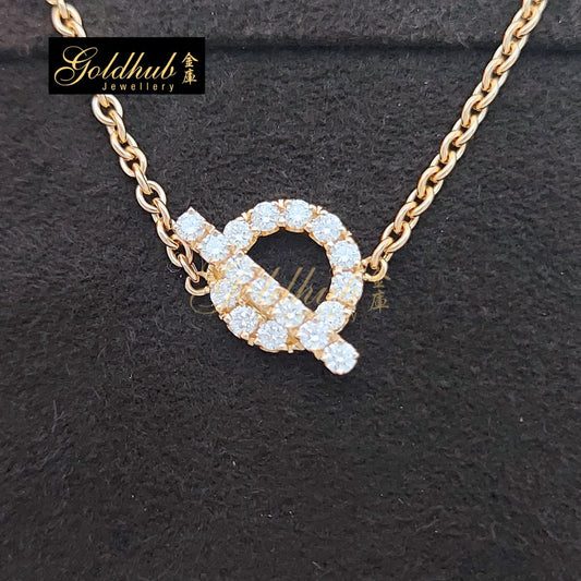 Hermes Finesse Bracelet, 18 Diamonds in Rose Gold, Size SH