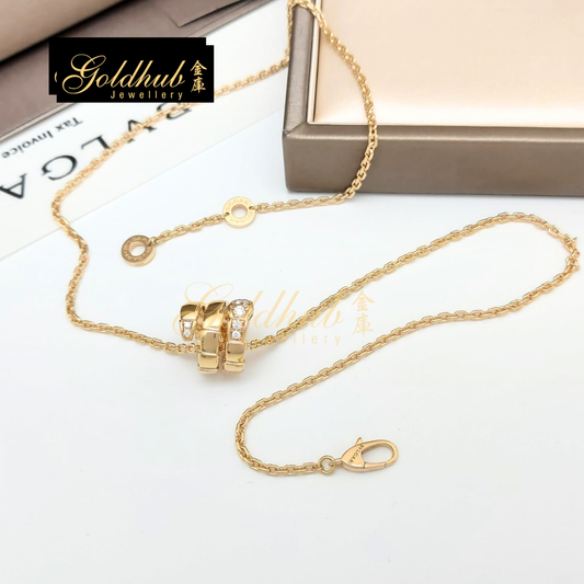 Bulgari Serpenti Viper Necklace, Pave Diamonds on the head and tail in Rose Gold