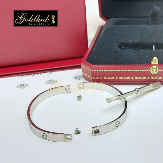 Cartier Love Bracelet, Classic Model in White Gold, Size 19