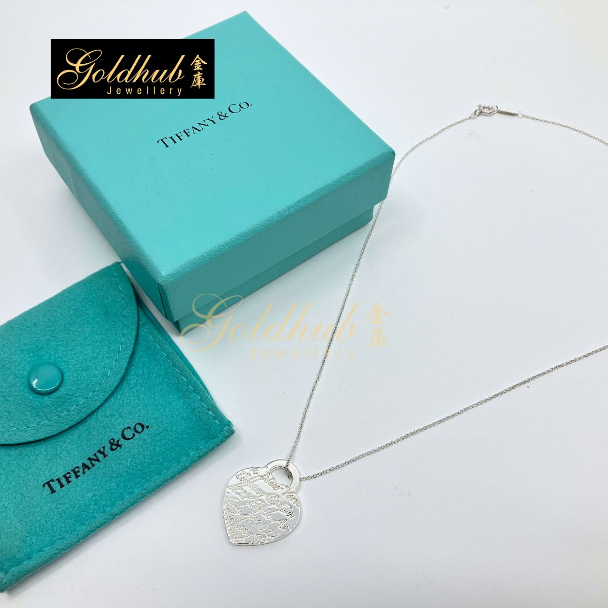 Tiffany & Co. Fifth Avenue Notes Medium Heart Necklace in Silver