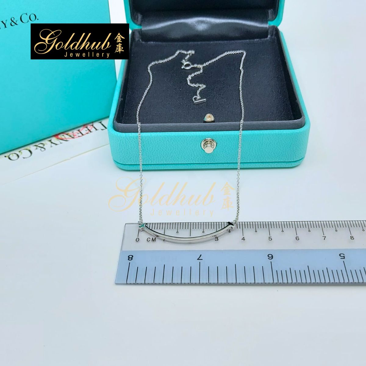 Tiffany T Smile Pendant, Small in White Gold