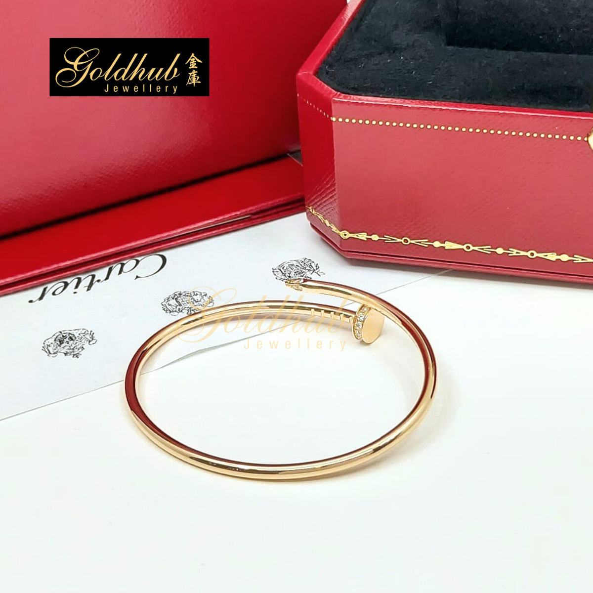 Cartier Juste Un Clou Bracelet, Small Model, Diamonds in Rose Gold, Size 15