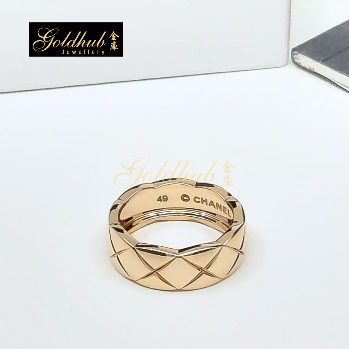 Chanel Coco Crush Ring, Quilted Motif, Small Version in Rose Gold, Size 49