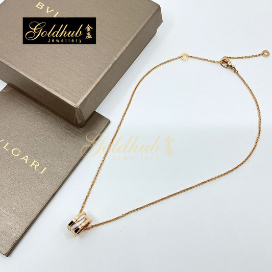 Bulgari B.zero1 Design Legend White Ceramic Necklace in Rose Gold