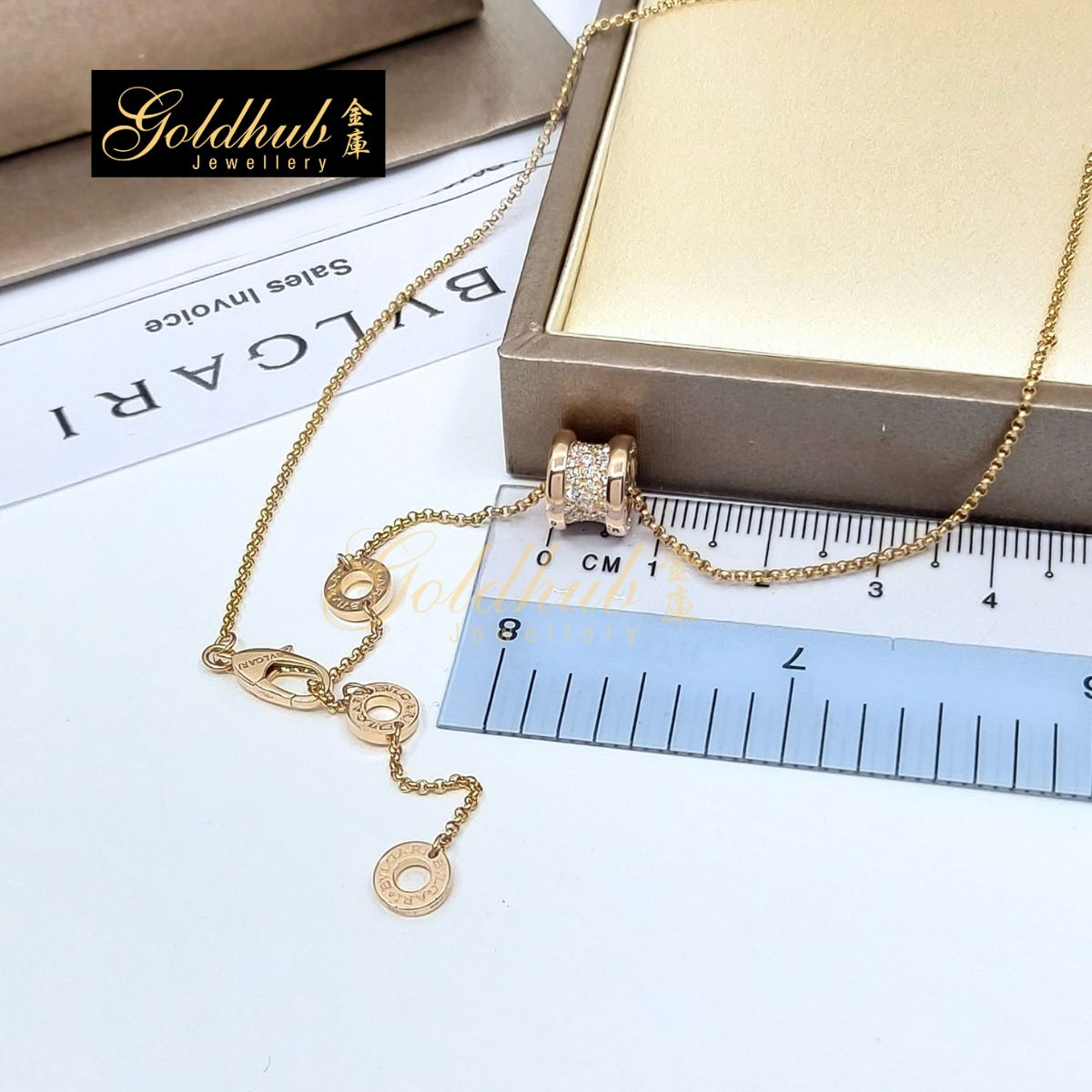 Bulgari B.zero1 Mini Pendant Necklace, Paved Diamonds in Rose Gold