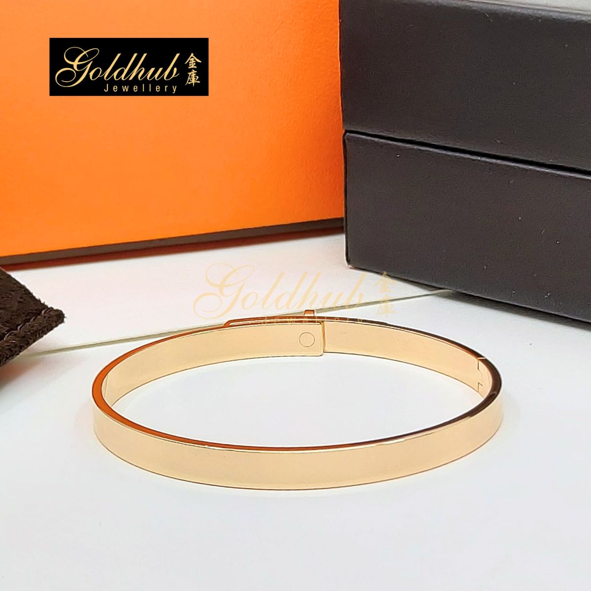 Hermes Kelly Bracelet, Small Model, 4 Diamonds in Rose Gold, Size SH
