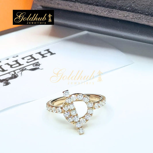 Hermes Finesse Ring, 31 Diamonds in Rose Gold, Size 51