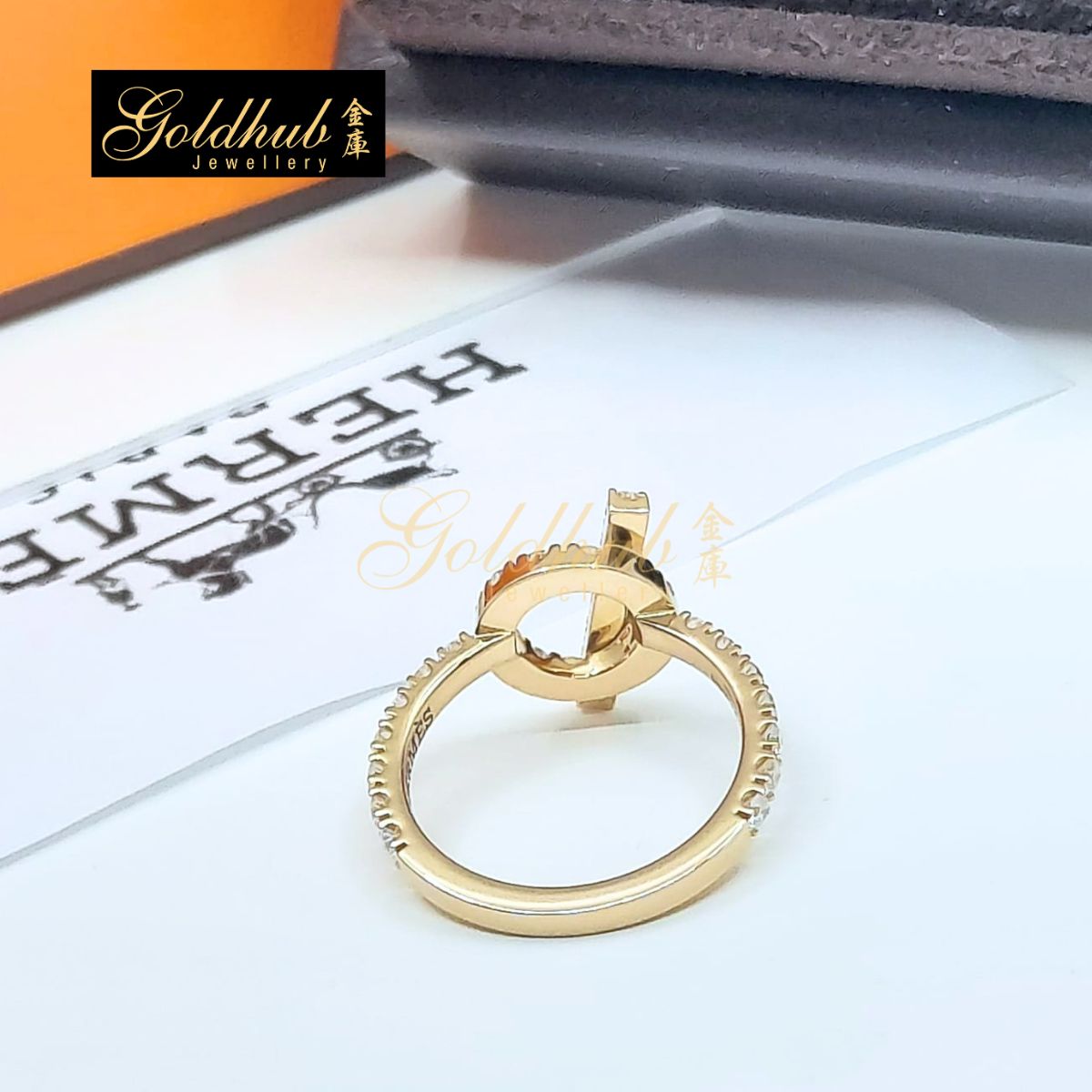 Hermes Finesse Ring, 31 Diamonds in Rose Gold, Size 51