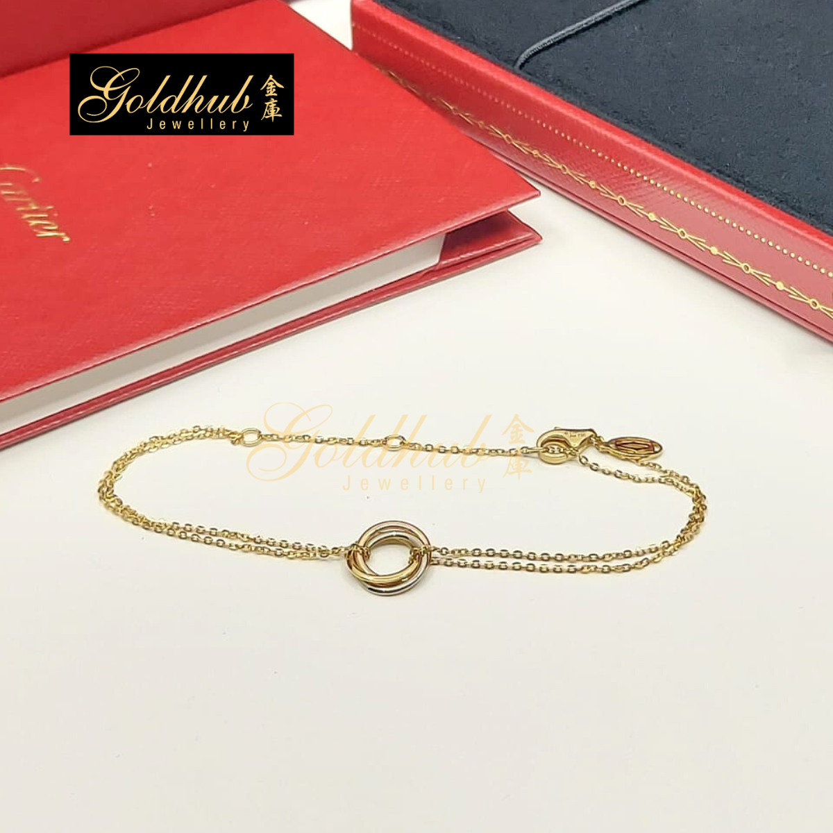 Cartier Trinity Bracelet on Chain, 17cm