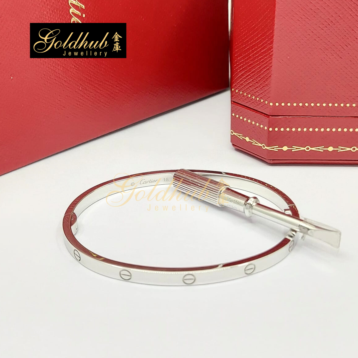 Cartier Love Bracelet, Small Model in White Gold, Size 16