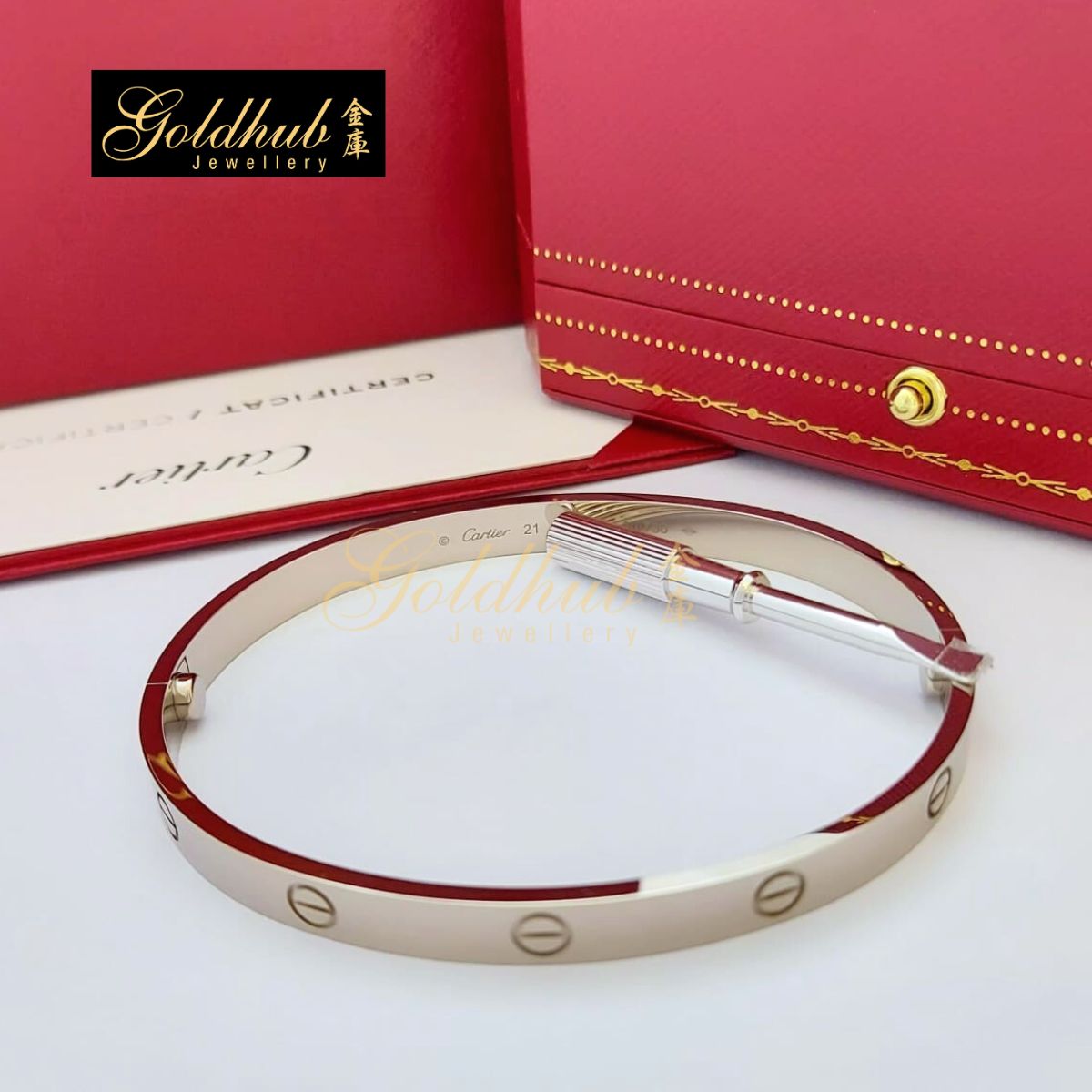Cartier Love Bracelet (Classic Model) in White Gold, Size 21