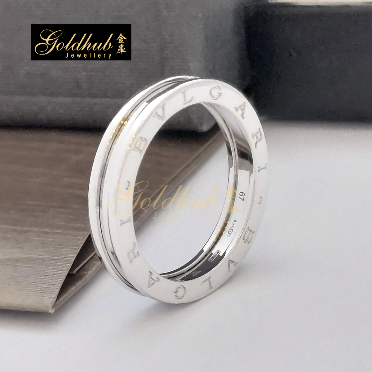 Bvlgari B.zero1 1 Band Ring in White Gold, Size 67