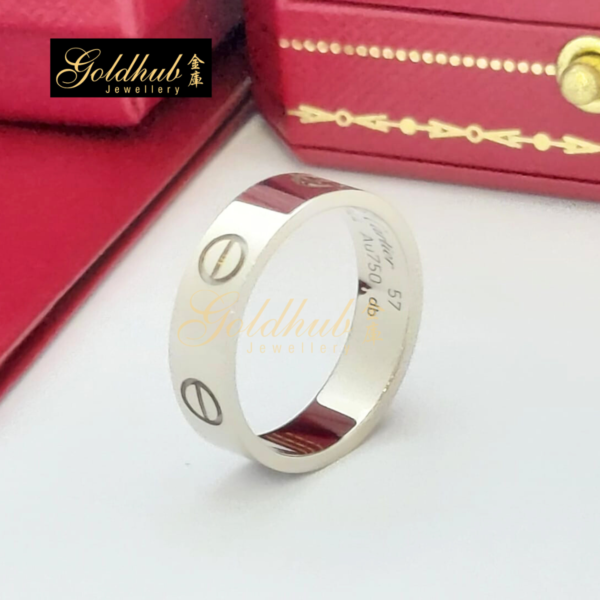 Cartier Love Ring (Classic Model) in White Gold, Size 57