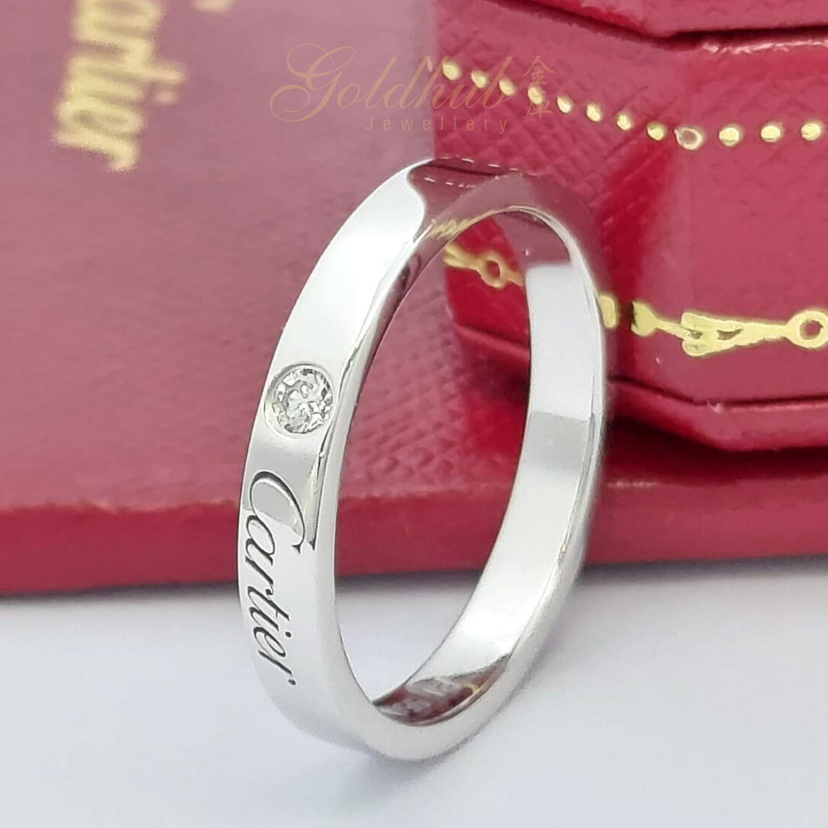 Cartier C De Cartier Diamond Wedding Ring in Platinum, Size 54