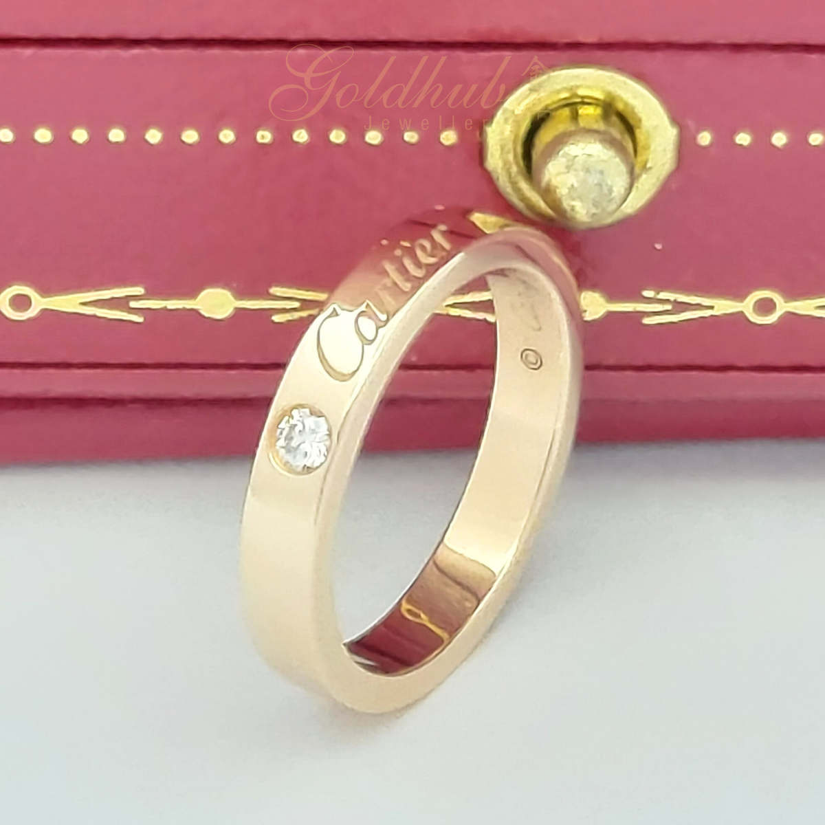 18k Pre-loved Cartier C De Cartier Wedding Diamond Ring in Rose Gold