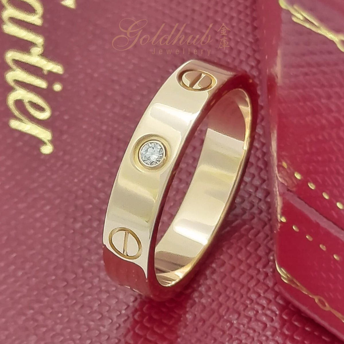 18k Pre loved Cartier Love Wedding Band 1 Diamond Ring in Rose Gold