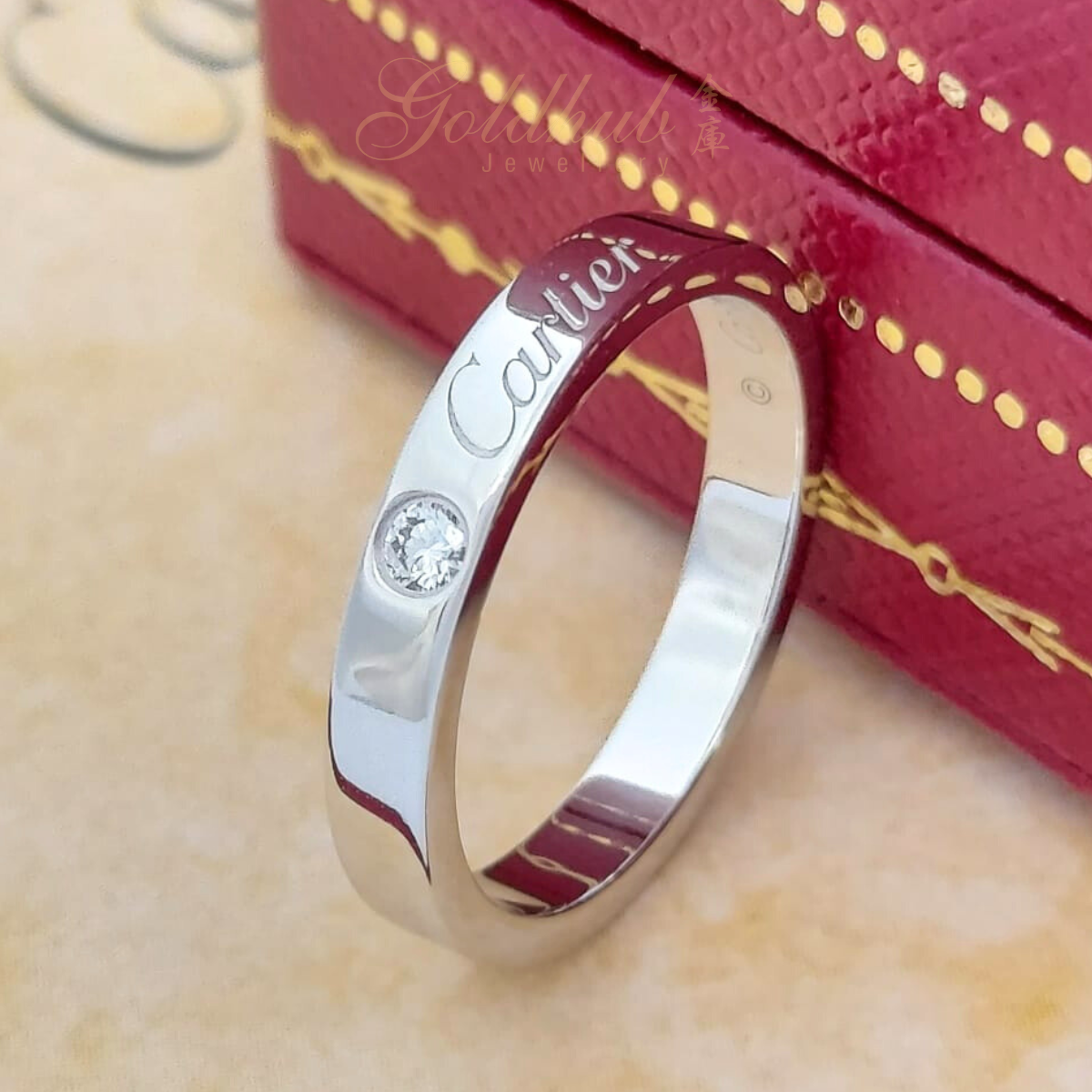 PT950 Pre-loved Cartier C De Cartier Diamond Wedding Ring in Platinum