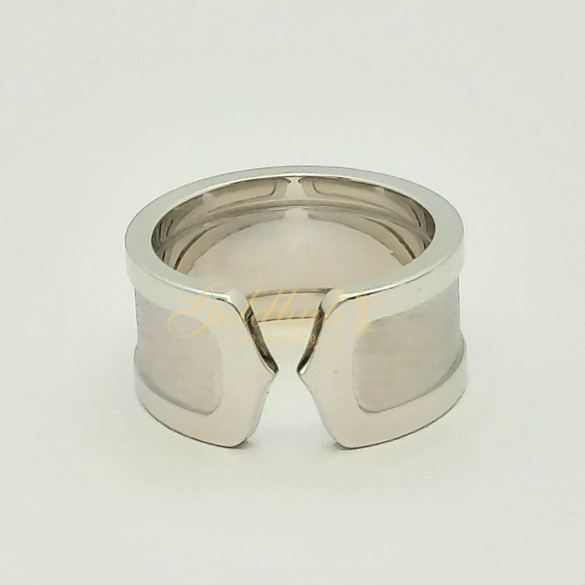 Cartier 2C Wide Ring in White Gold, Size 52