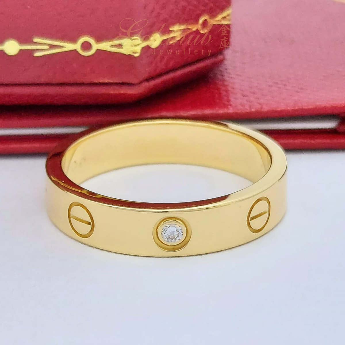 18k Pre-loved Cartier Love Wedding Band, 1 Diamond Ring in Yellow Gold