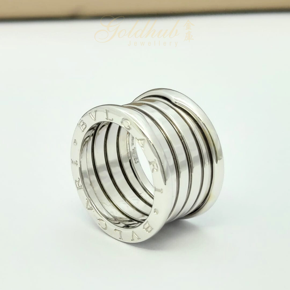 Bvlgari B.zero1 Ring 5 Band in White Gold Size 53 Gold Hub Jewellery Singapore