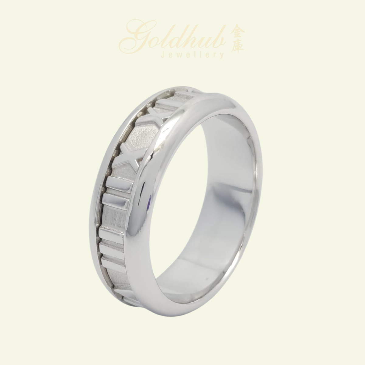 Tiffany & Co. Atlas Ring in White Gold, Size 8.75