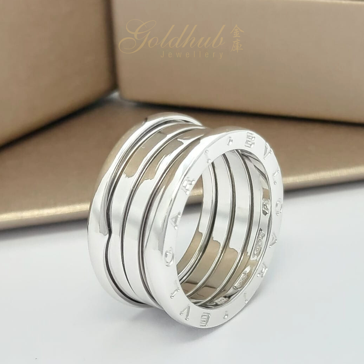 Bvlgari B.zero1 4 Band Ring in White Gold, Size 57