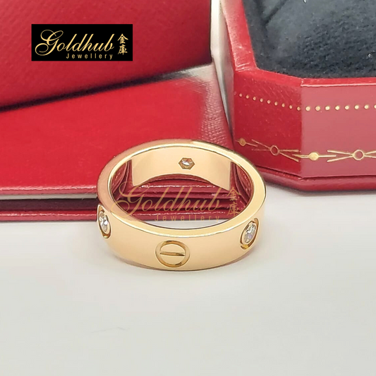 Cartier Love Ring, Classic Model, 3 Diamonds in Rose Gold, Size 55