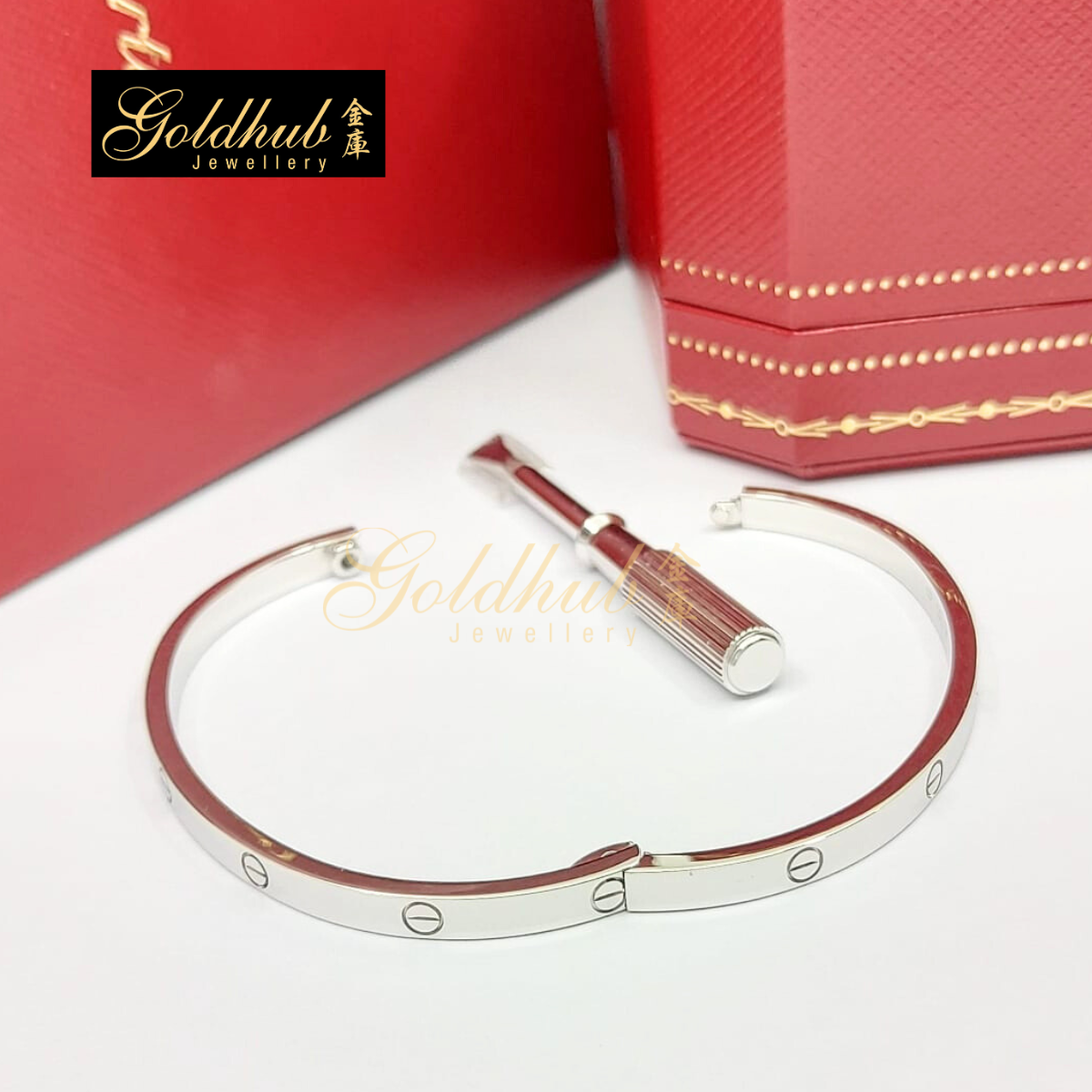 Cartier Love Bracelet, Small Model in White Gold, Size 16