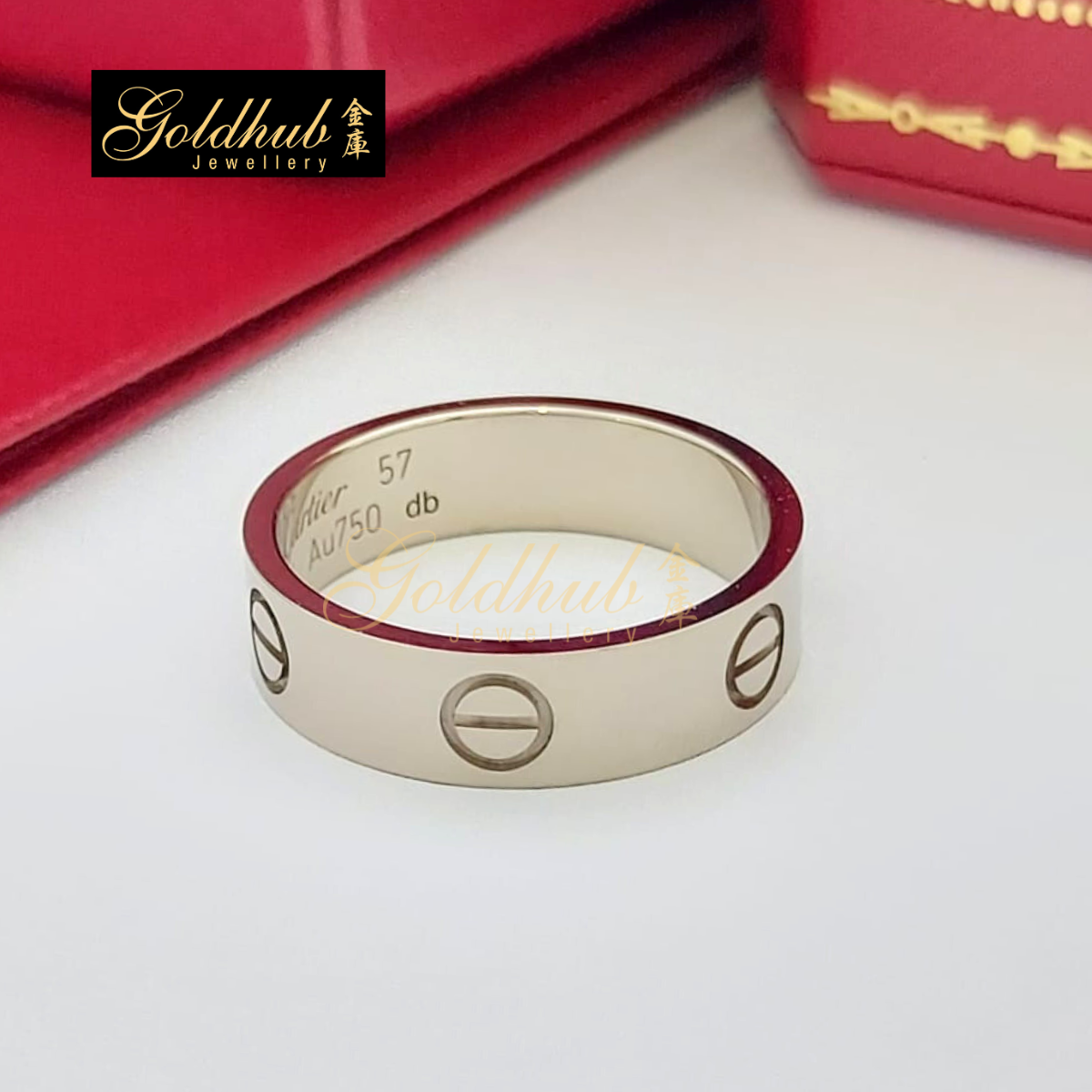 Cartier Love Ring (Classic Model) in White Gold, Size 57