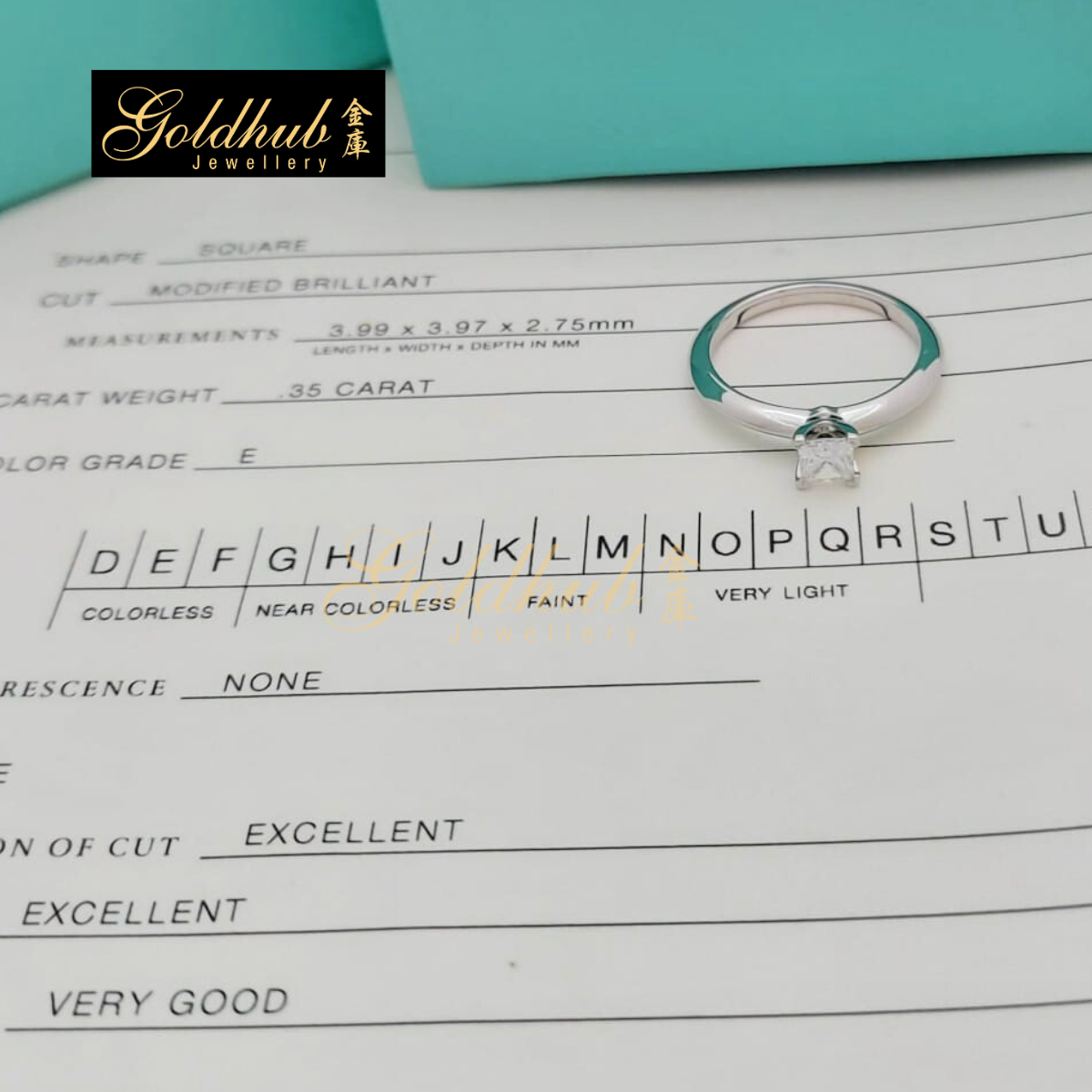 Tiffany & Co Square Modified 0.35ct Diamond Ring in Platinum