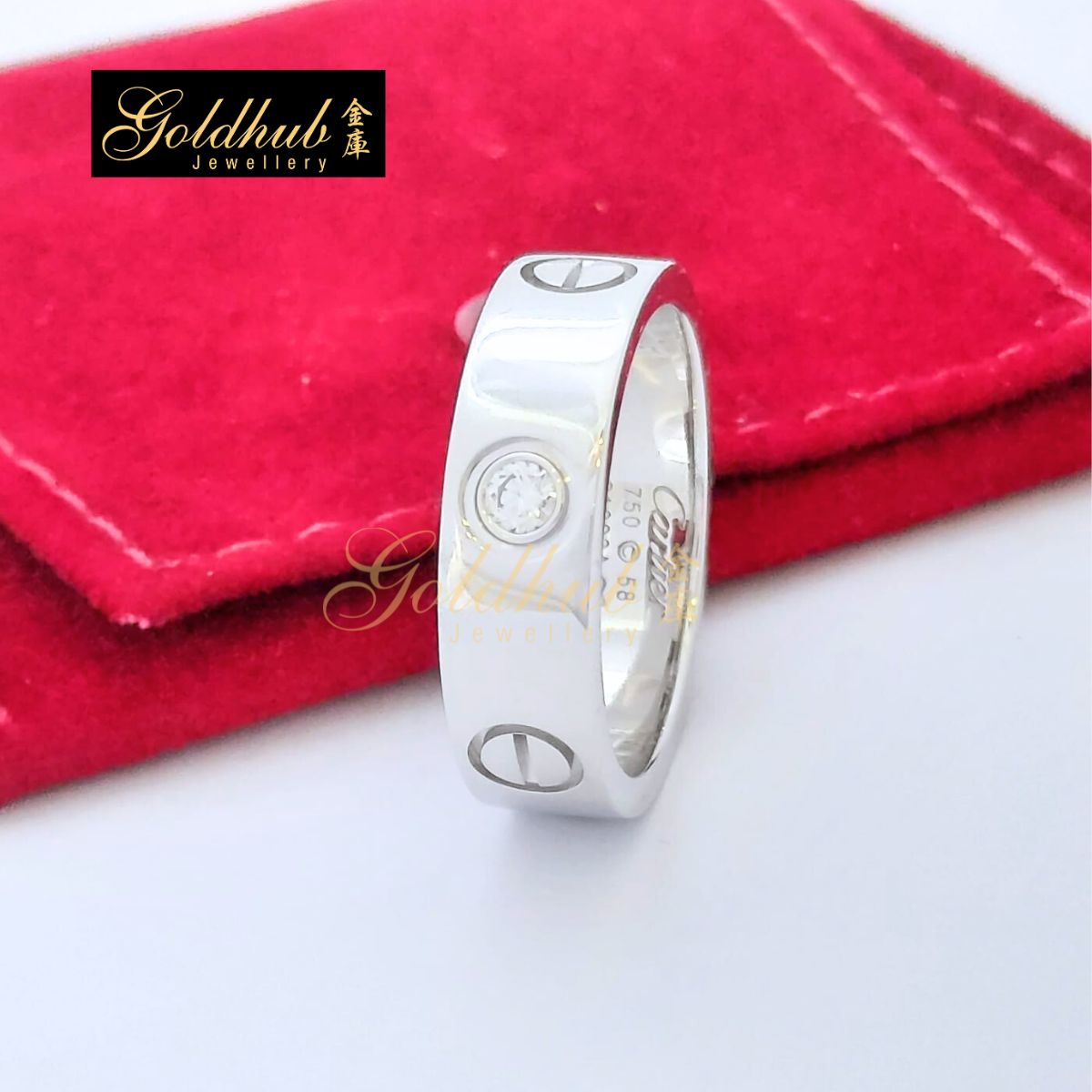 Cartier Love Ring, one diamond in White Gold, Size 58
