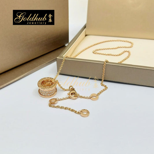 Bvlgari B.zero1 Necklace, Pave Diamonds on the spiral in Rose Gold