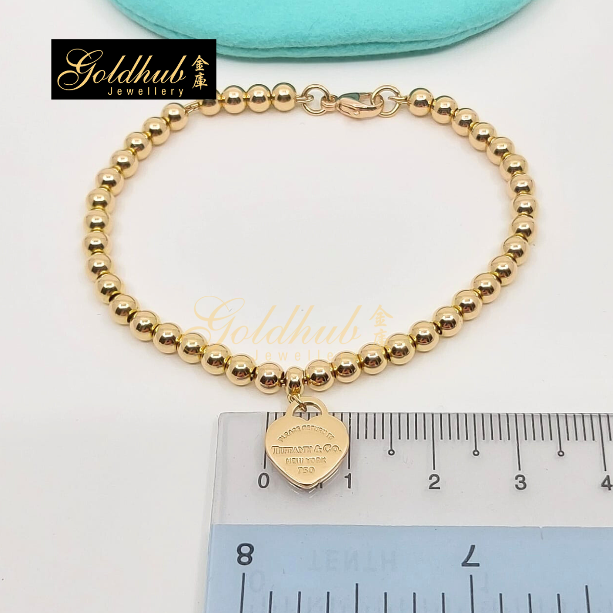 Return To Tiffany Heart Tag Beads Bracelet in Rose Gold, 16.5cm