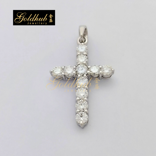 Cross Diamond Pendant in White Gold