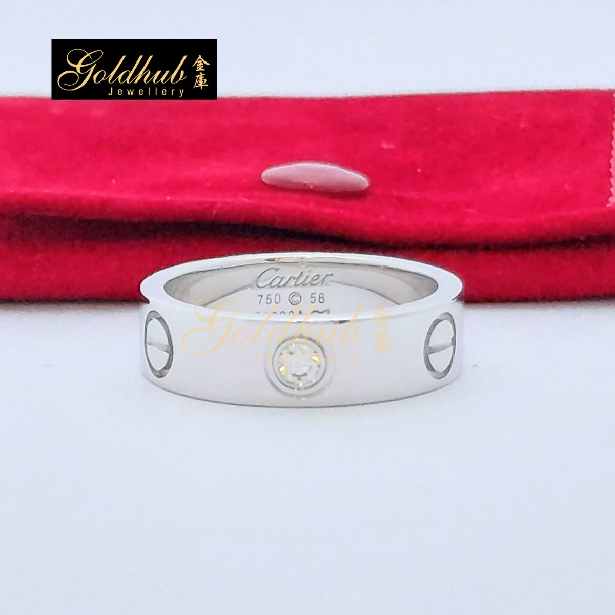 Cartier Love Ring, one diamond in White Gold, Size 58