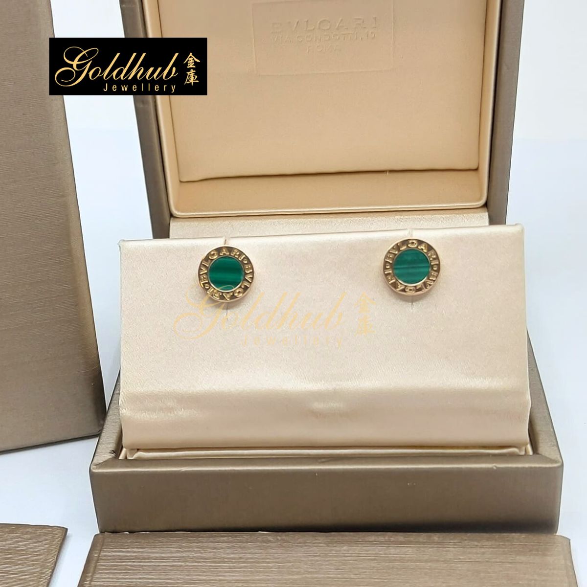 Bvlgari Bvlgari (a pair) Earring, Malachite in Rose Gold
