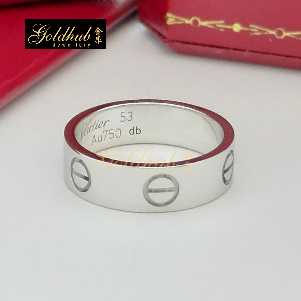 Cartier Love Ring (Classic Model) in White Gold, Size 53