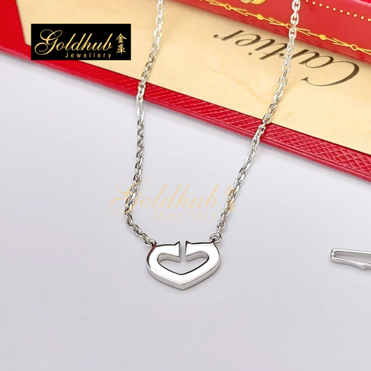 Cartier C Heart Diamond Necklace in White Gold; 32cm