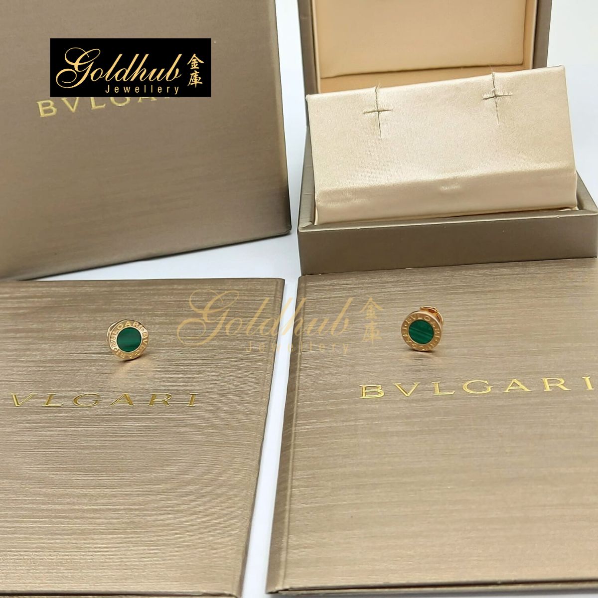 Bvlgari Bvlgari (a pair) Earring, Malachite in Rose Gold
